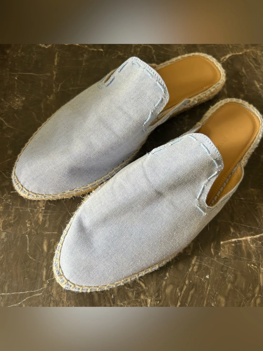Matt Bernson SMYL Chambray Mules Espadrilles Baby Blue Canvas Size 9 Women’s